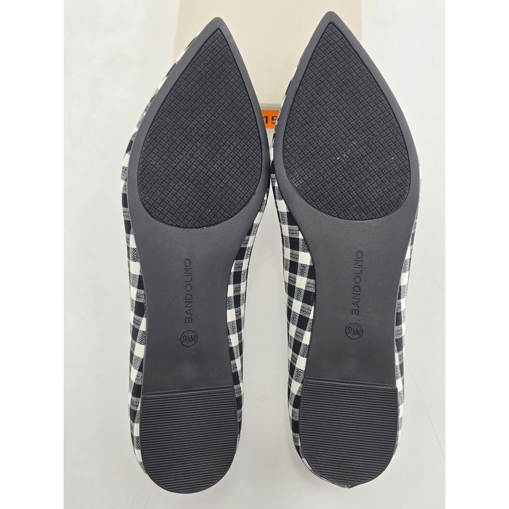 Bandolino Starry2 Flats Women 9.5 Black Gingham Pointed Toe Flower - New - Picture 2 of 10